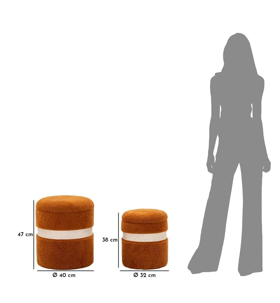 2er-Set Poufs Ø 40 x 47-32 x 38 cm - Braun