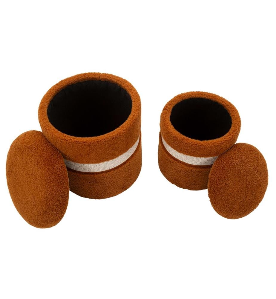 2er-Set Poufs Ø 40 x 47-32 x 38 cm - Braun