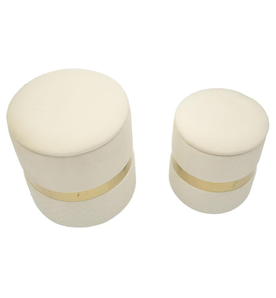 Set di 2 pouf Sheffield, Ø37 x 42 cm e Ø28 x 35 cm - Crema