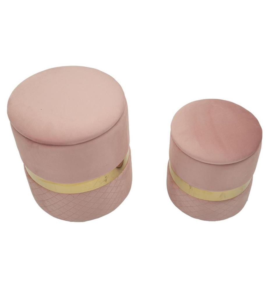 2er-Set Sheffield Aufbewahrungshocker Ø37 x 42 cm und Ø28 x 35 cm - Rosa