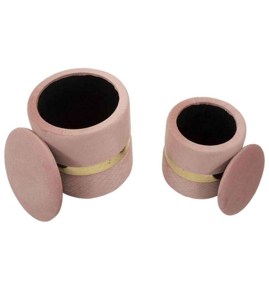 2er-Set Sheffield Aufbewahrungshocker Ø37 x 42 cm und Ø28 x 35 cm - Rosa