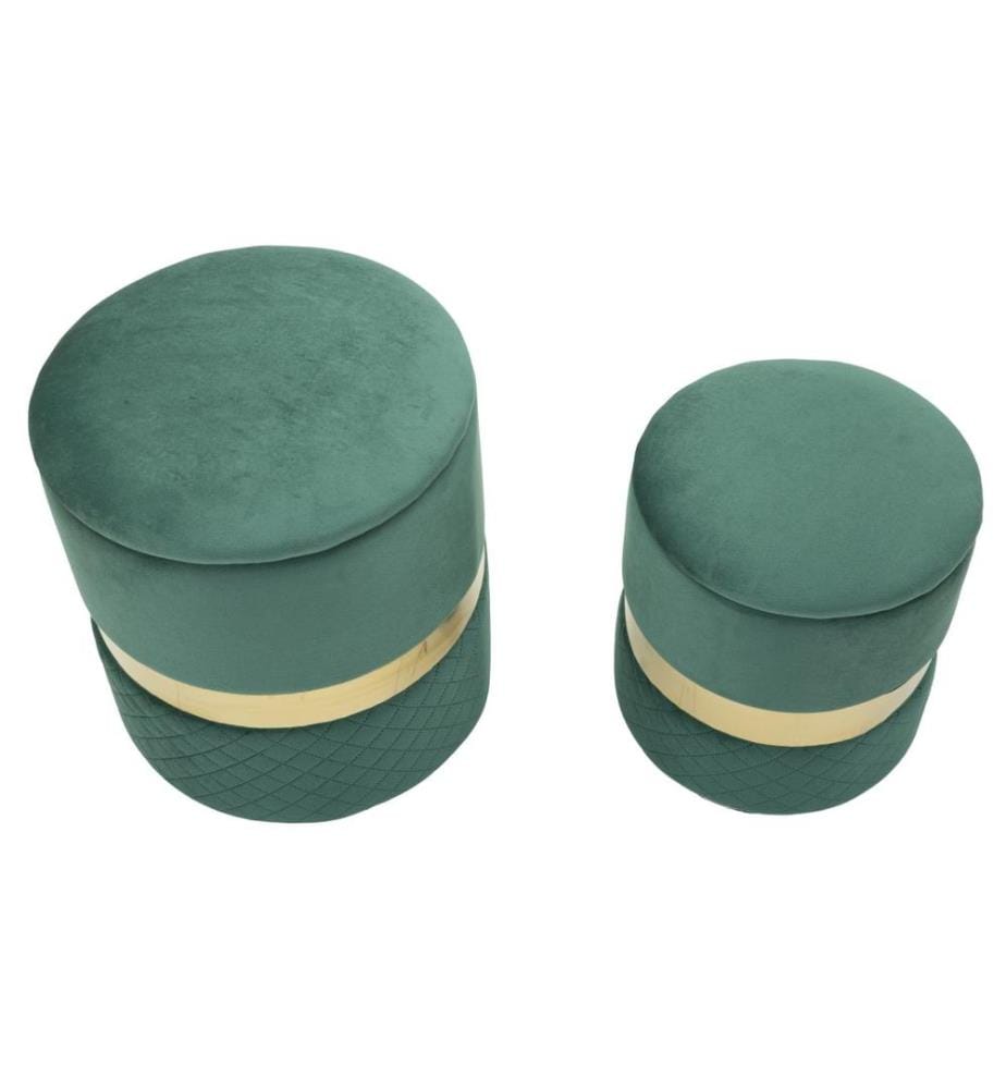 Set di 2 pouf Sheffield, Ø37 x 42 cm e Ø28 x 35 cm - Verde