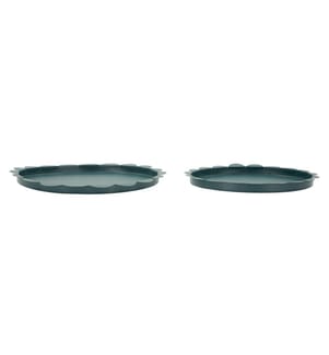 Set aus 2 runden Saturn-Tabletts - Türkis