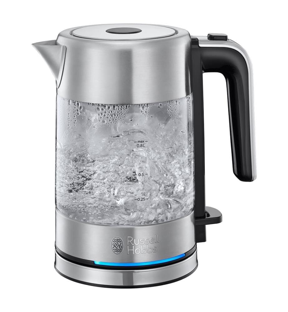 Mini bollitore in vetro Compact Home (serbatoio dell'acqua da 0,8 l) in acciaio inox