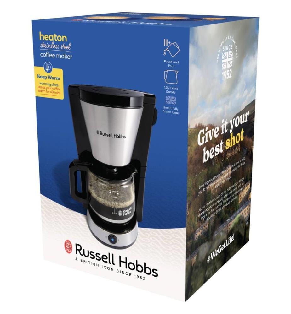 Caffettiera in vetro Heaton - Acciaio inox e nero