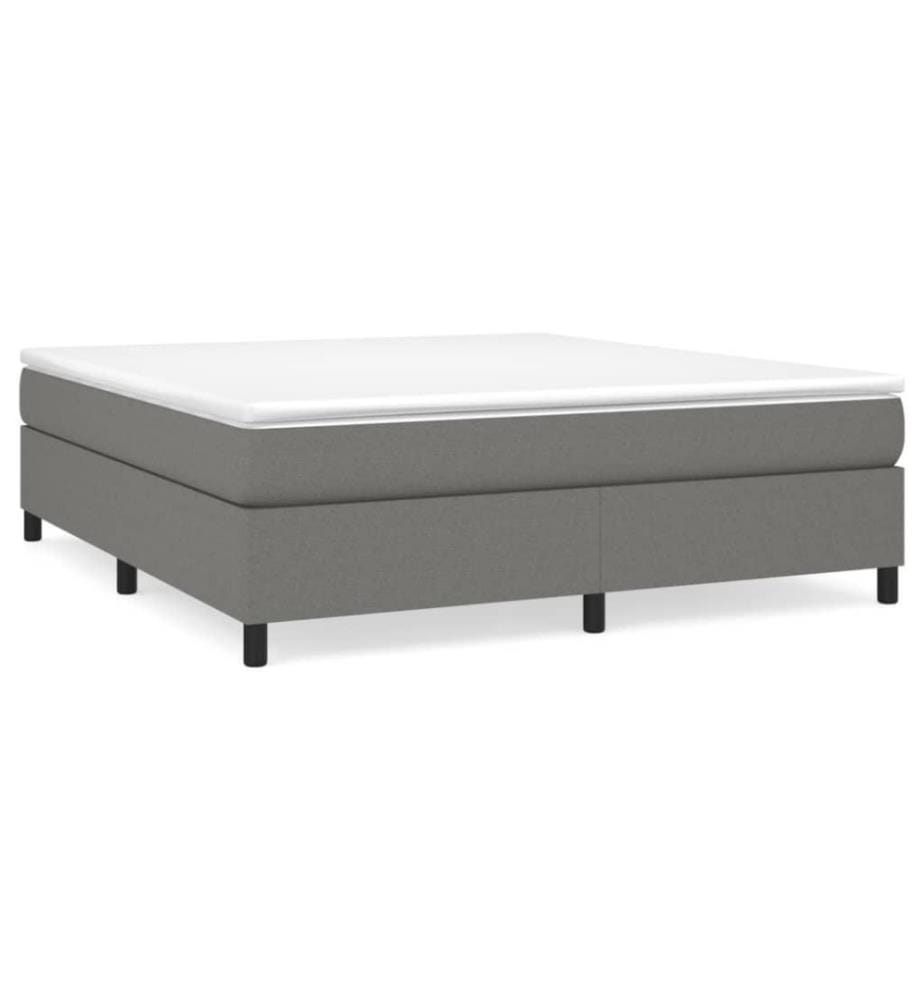 Sommier à ressorts de lit Gris foncé 160x200 cm Tissu