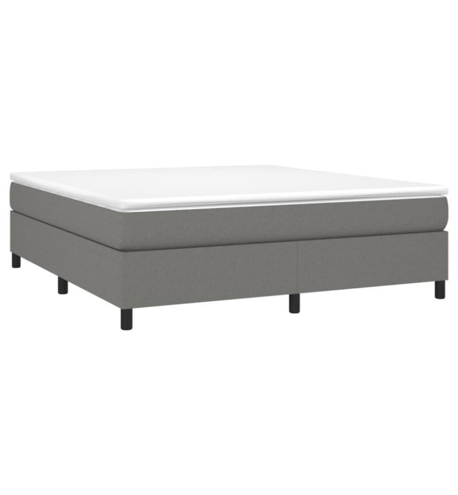 Sommier à ressorts de lit Gris foncé 160x200 cm Tissu