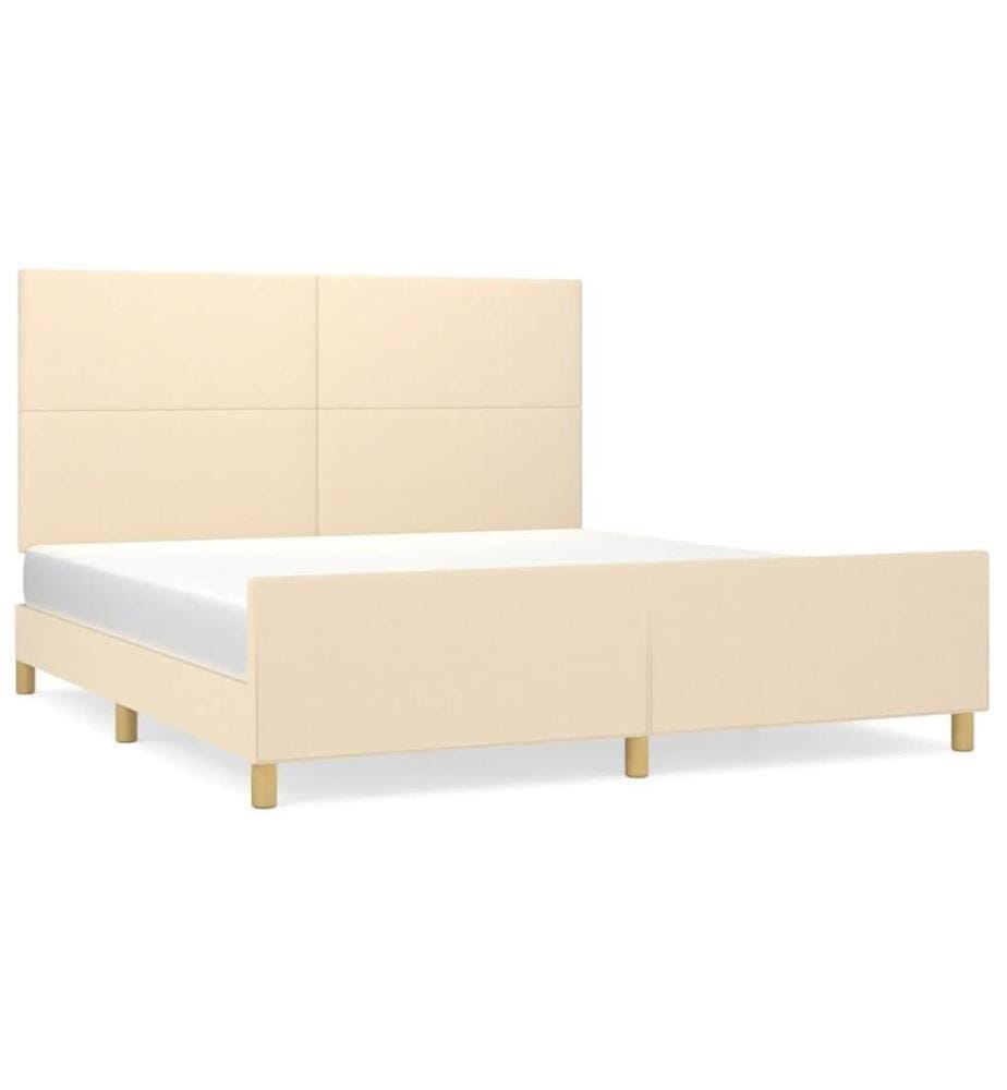 Cadre de lit avec tête de lit Crème 160 x 200 cm Tissu