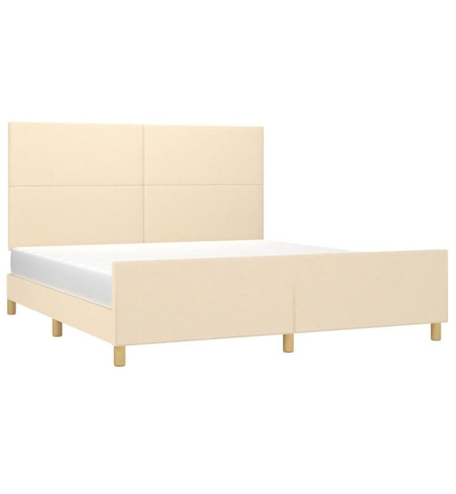 Cadre de lit avec tête de lit Crème 160 x 200 cm Tissu
