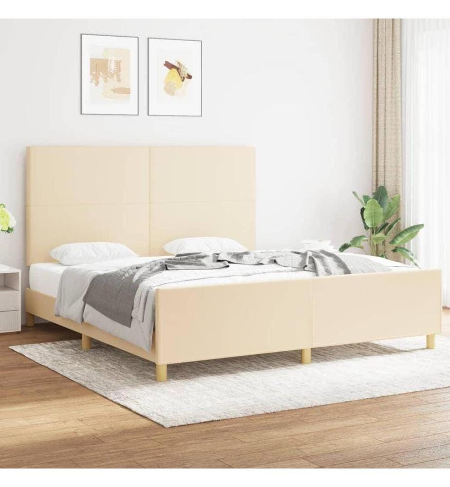 Bettgestell mit Kopfteil Creme 180x200 cm Stoff