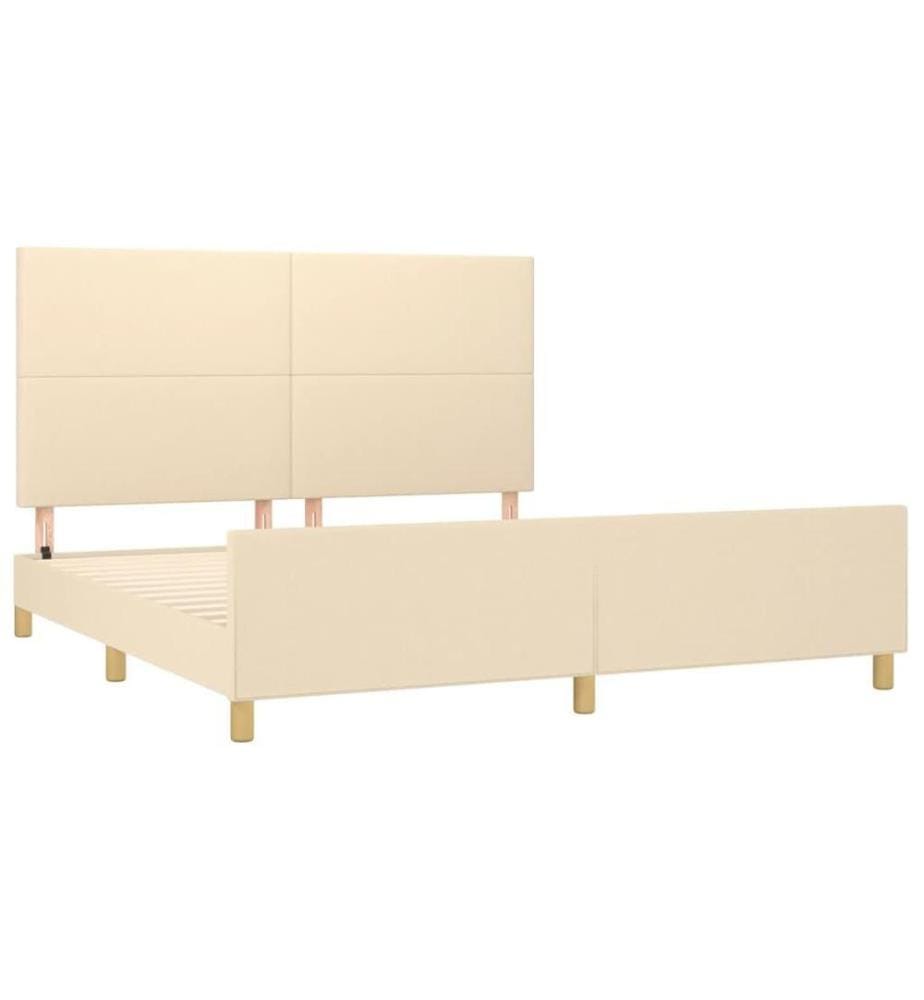 Bettgestell mit Kopfteil Creme 180x200 cm Stoff
