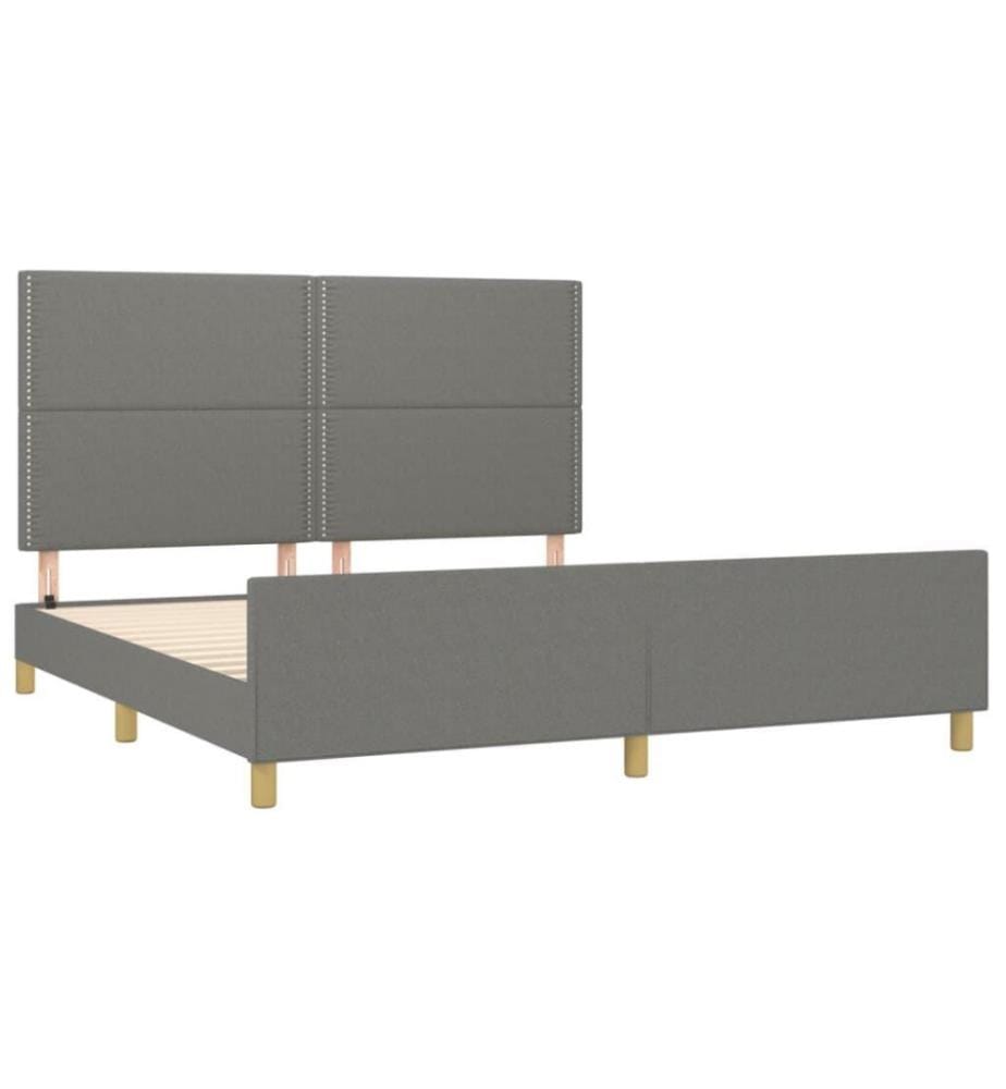 Bettgestell mit Kopfteil Dunkelgrau 180x200 cm Stoff