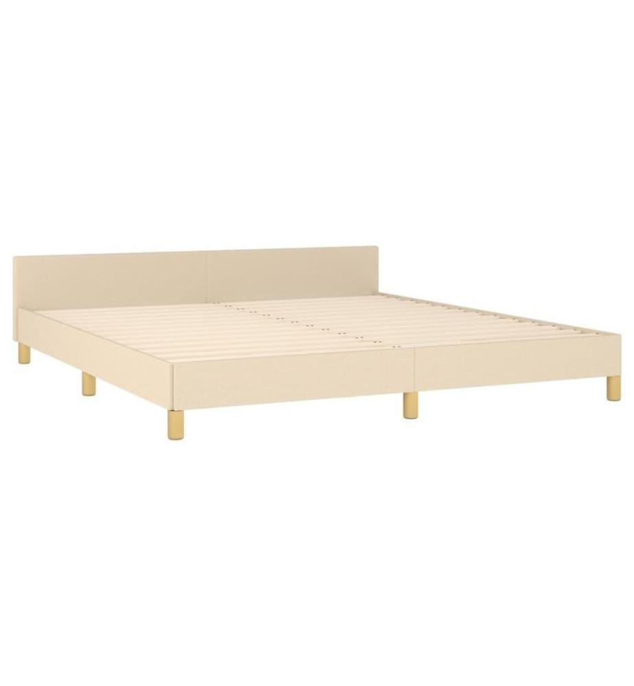 Cadre de lit avec tête de lit Crème 160 x 200 cm Tissu