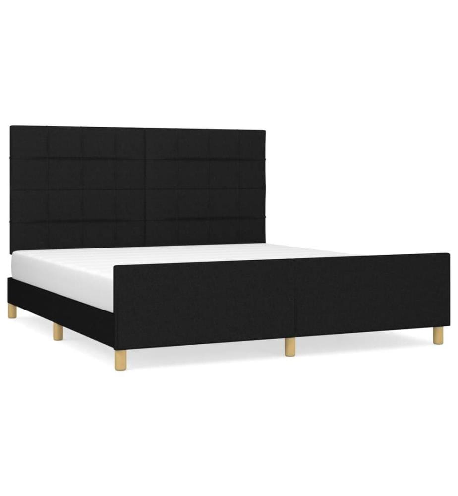 Cadre de lit avec tête de lit Noir 180 x 200 cm Tissu