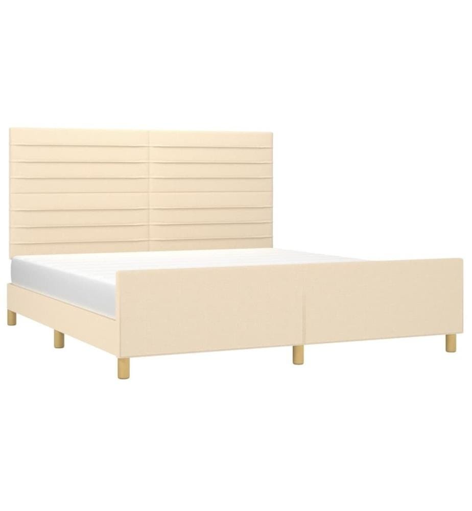 Cadre de lit avec tête de lit Crème 160 x 200 cm Tissu