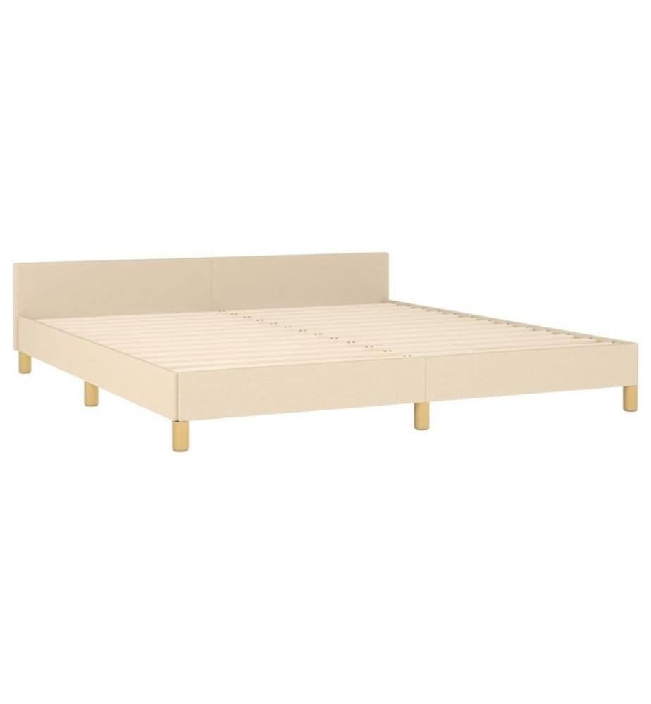 Cadre de lit avec tête de lit Crème 160 x 200 cm Tissu