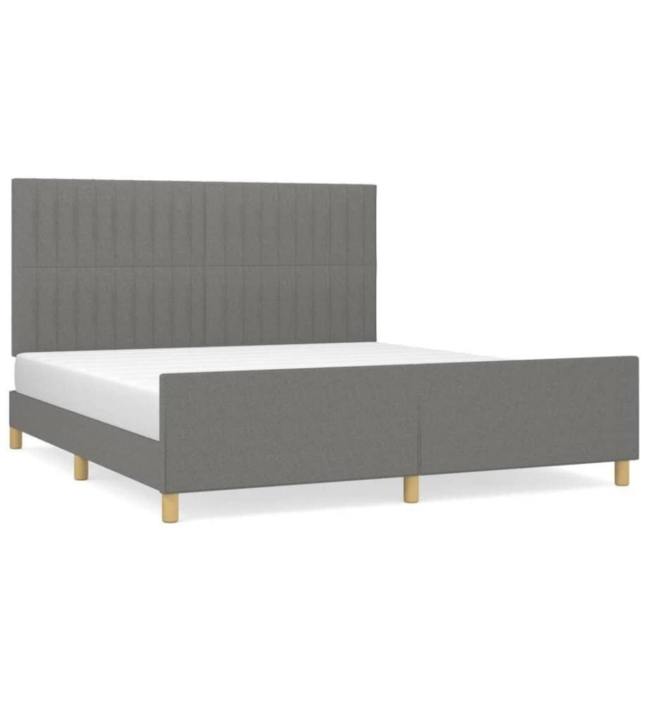 Cadre de lit avec tête de lit Gris foncé 180 x 200 cm Tissu