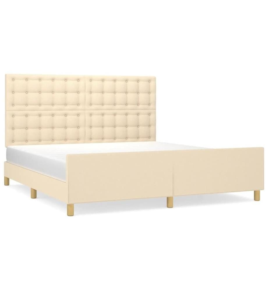 Cadre de lit avec tête de lit Crème 160 x 200 cm Tissu