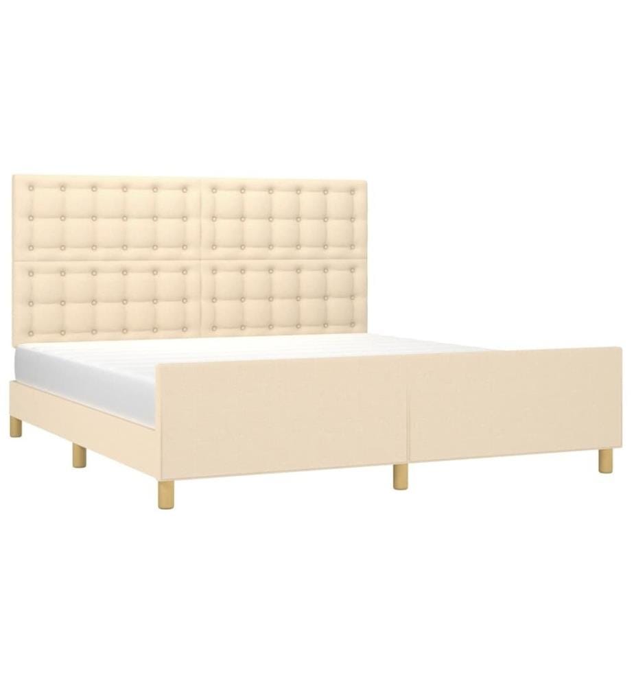 Cadre de lit avec tête de lit Crème 160 x 200 cm Tissu