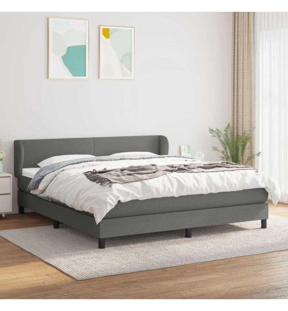 Boxspringbett mit Matratze Dunkelgrau 180x200 cm Stoff