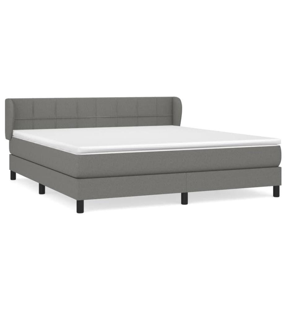 Boxspringbett mit Matratze Dunkelgrau 180x200 cm Stoff