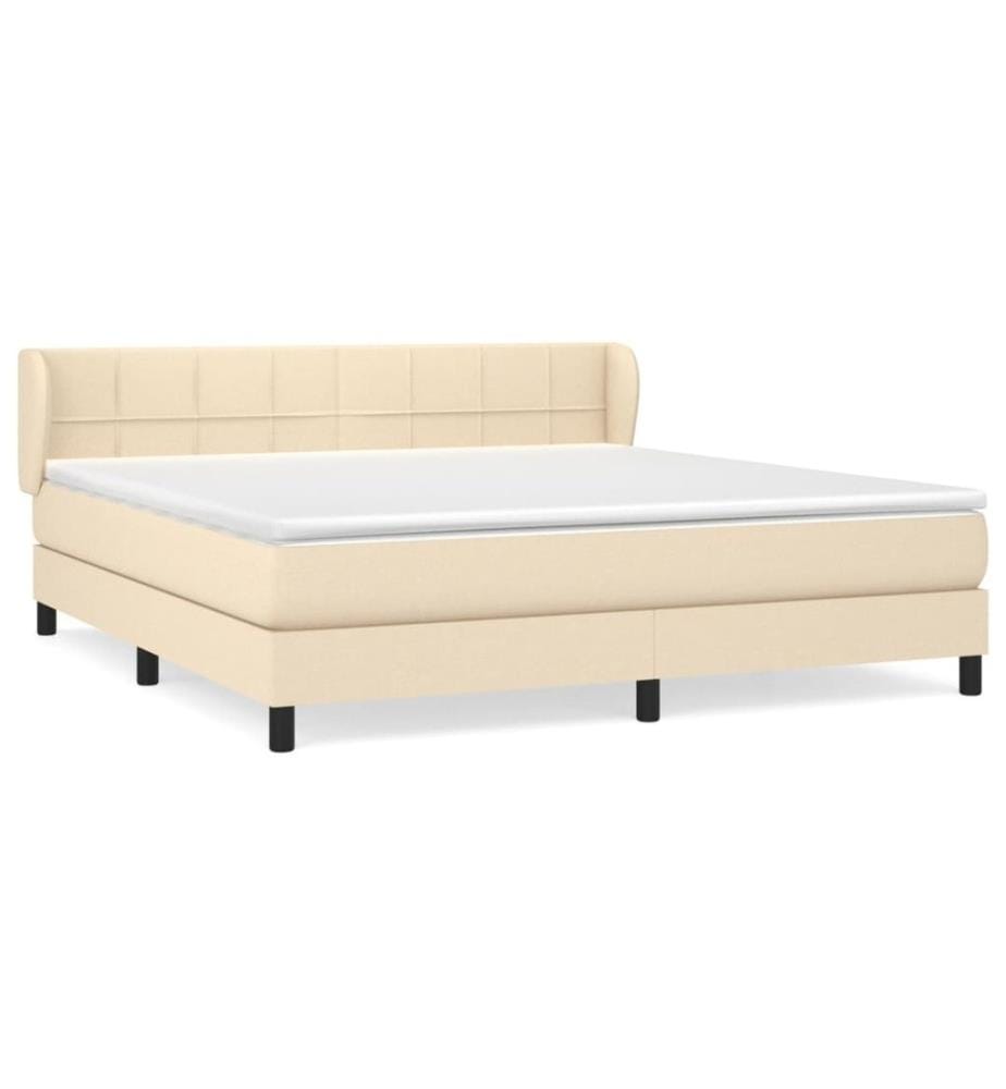 Sommier à lattes de lit avec matelas Crème 180x200 cm Tissu