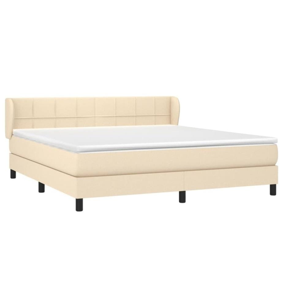 Sommier à lattes de lit avec matelas Crème 180x200 cm Tissu