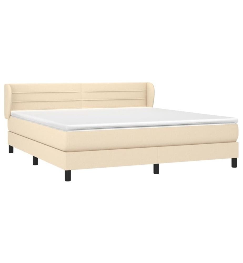Sommier à lattes de lit avec matelas Crème 180x200 cm Tissu