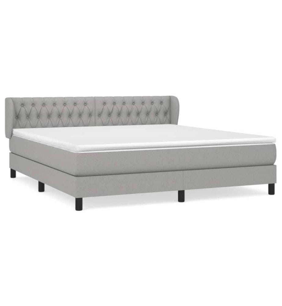 Boxspringbett mit Matratze Hellgrau 180x200 cm Stoff