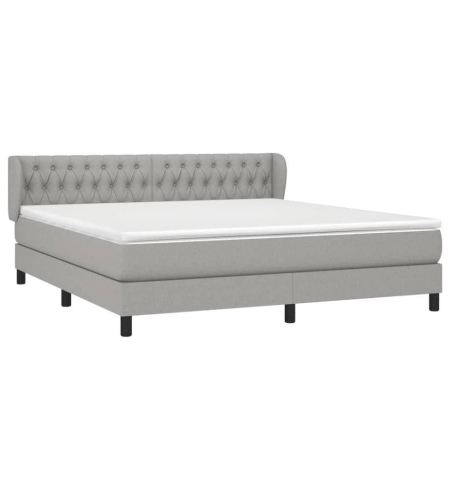 Boxspringbett mit Matratze Hellgrau 180x200 cm Stoff