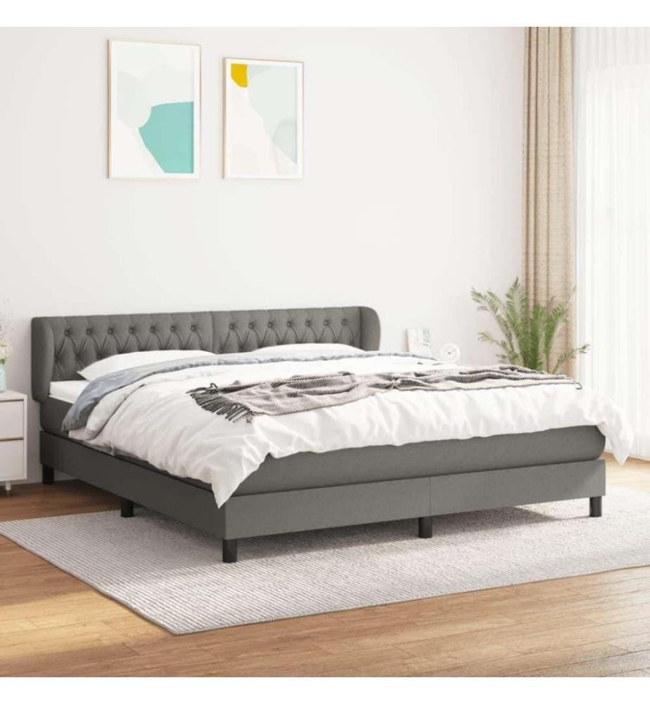 Boxspringbett mit Matratze Dunkelgrau 180x200 cm Stoff