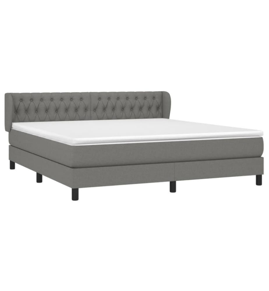 Boxspringbett mit Matratze Dunkelgrau 180x200 cm Stoff