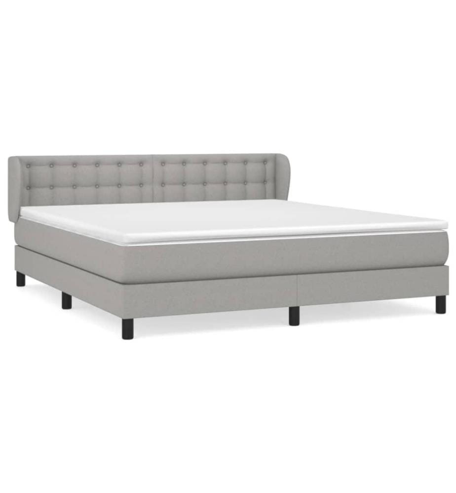 Lit à sommier tapissier avec matelas Gris clair 160x200cm Tissu