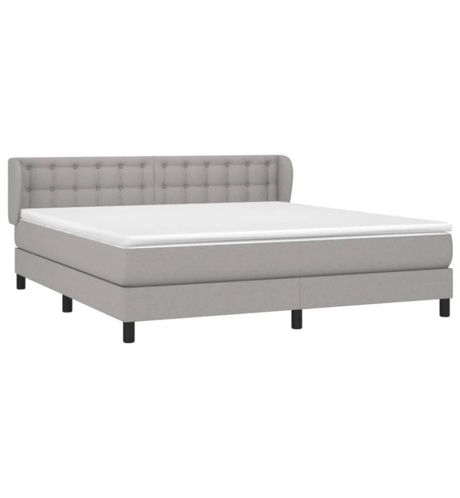 Lit à sommier tapissier avec matelas Gris clair 160x200cm Tissu