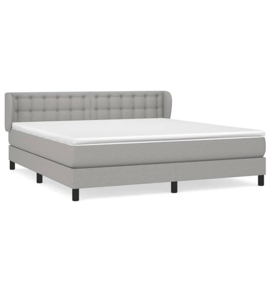Lit à sommier tapissier avec matelas Gris clair 180x200cm Tissu