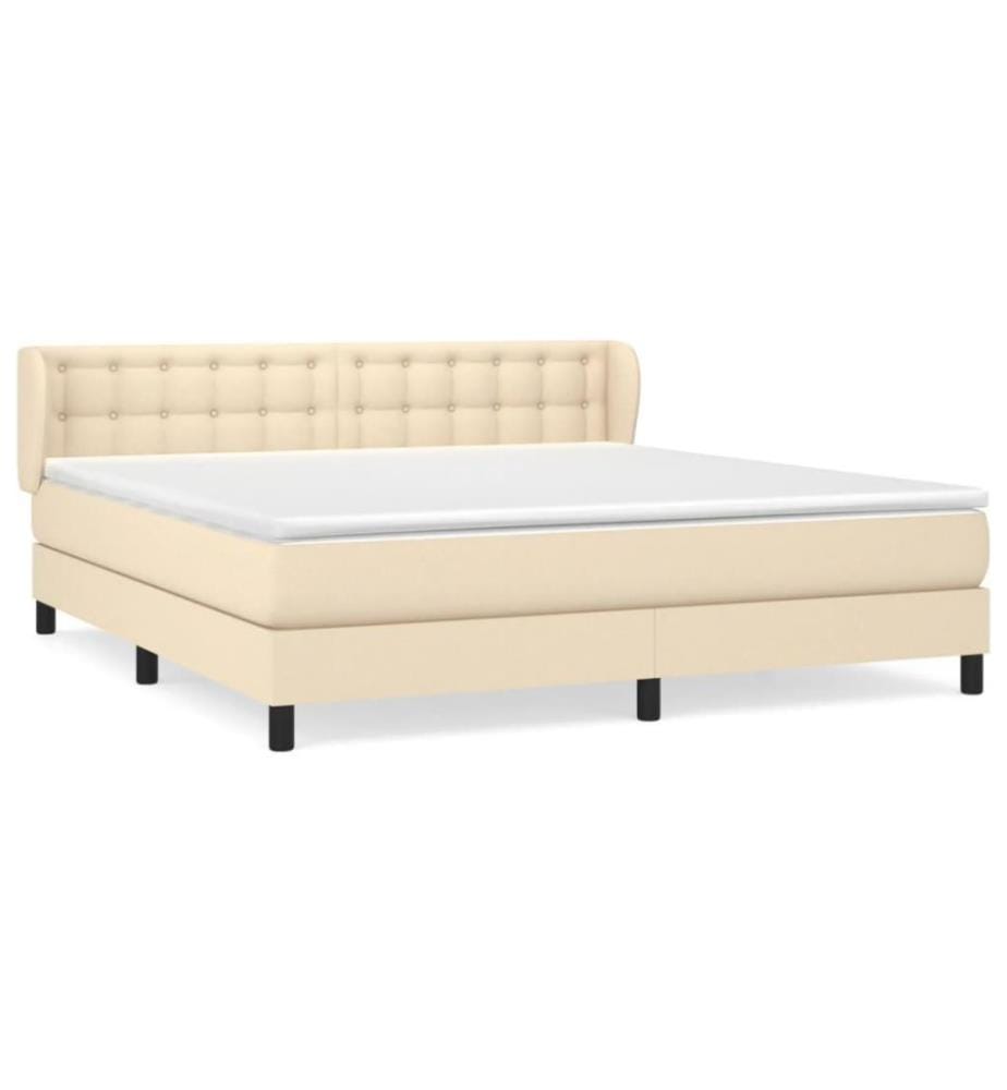 Lit à sommier tapissier avec matelas Crème 180x200 cm Tissu