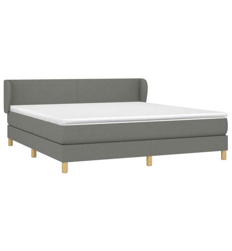 Lit à sommier tapissier avec matelas Gris foncé 160x200cm Tissu