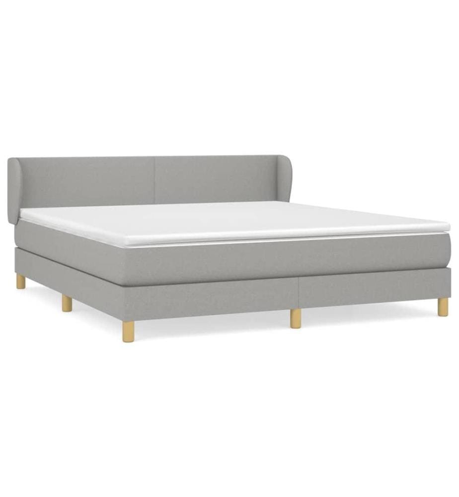 Boxspringbett mit Matratze Hellgrau 180x200 cm Stoff