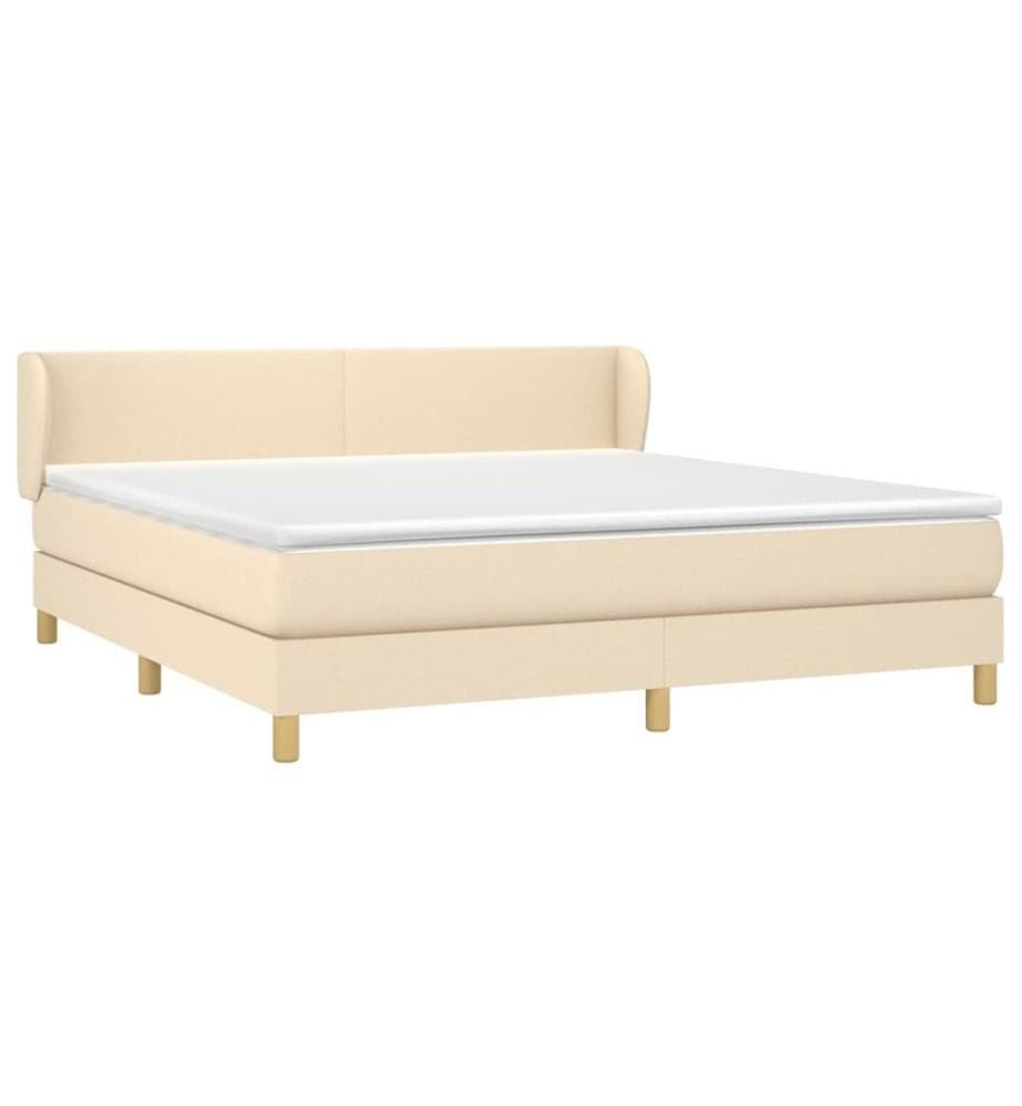 Sommier à lattes de lit avec matelas Crème 180x200 cm Tissu