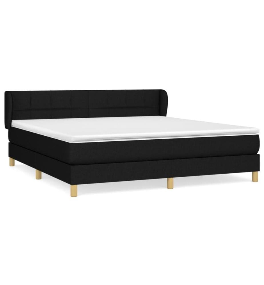 Lit à sommier tapissier avec matelas Noir 180x200 cm Tissu
