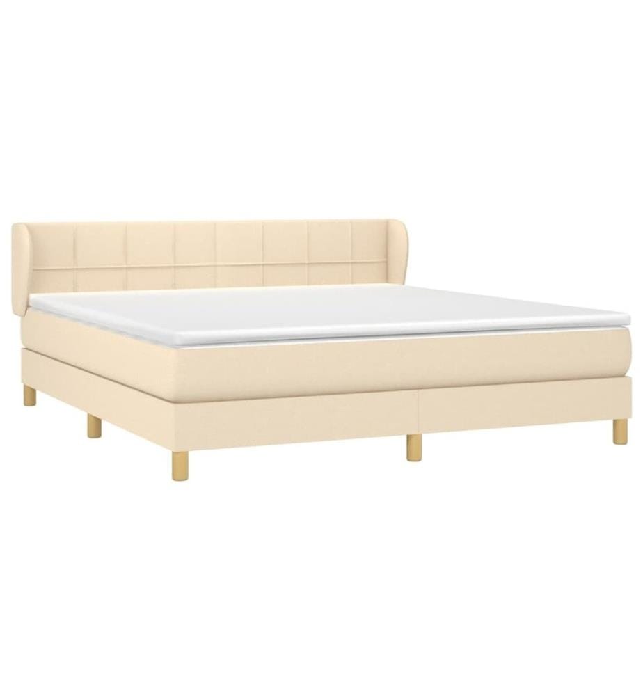 Sommier à lattes de lit avec matelas Crème 180x200 cm Tissu