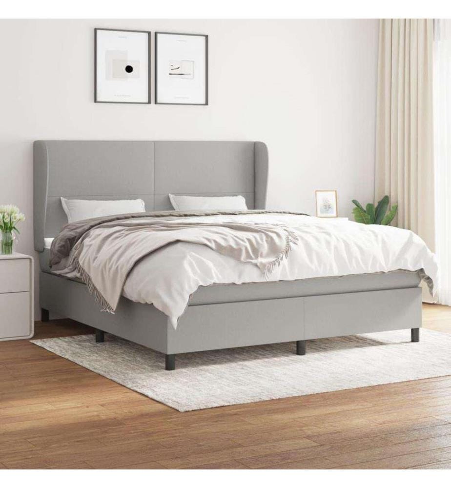 Boxspringbett mit Matratze Hellgrau 160x200 cm Stoff