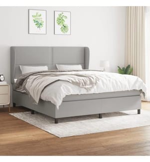 Lit à sommier tapissier avec matelas Gris clair 180x200cm Tissu