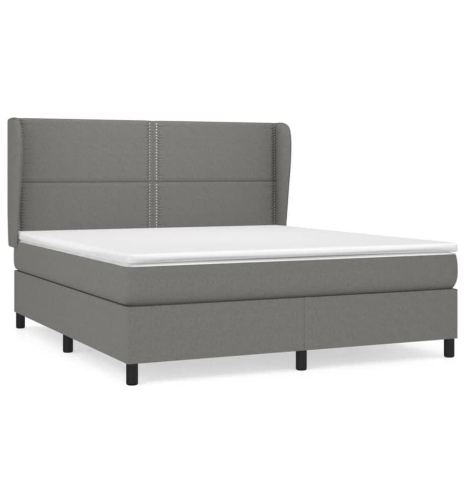 Boxspringbett mit Matratze Dunkelgrau 180x200 cm Stoff