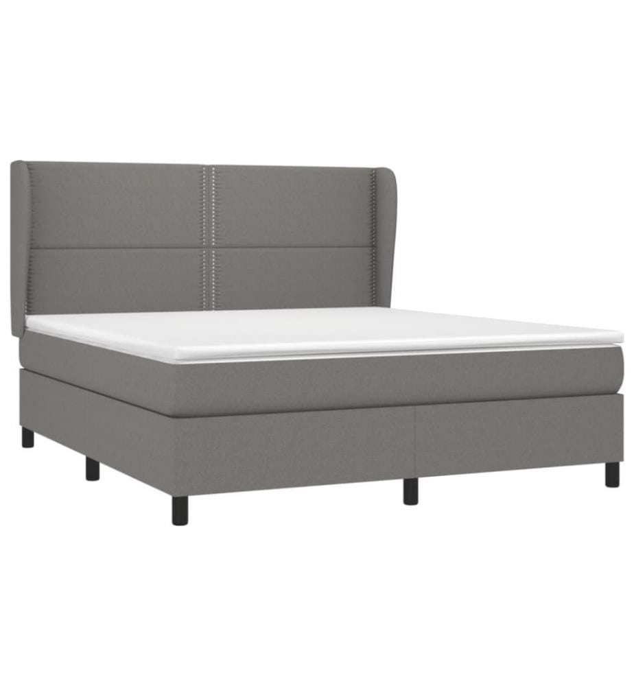 Boxspringbett mit Matratze Dunkelgrau 180x200 cm Stoff