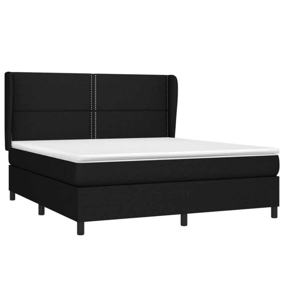 Lit à sommier tapissier avec matelas Noir 180x200 cm Tissu