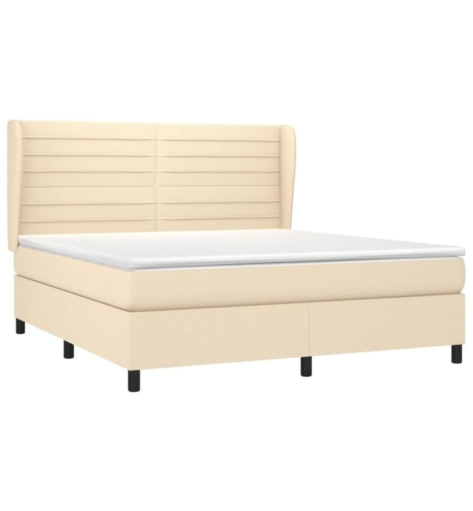 Sommier à lattes de lit avec matelas Crème 180x200 cm Tissu