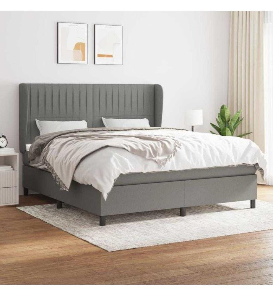 Boxspringbett mit Matratze Dunkelgrau 180x200 cm Stoff