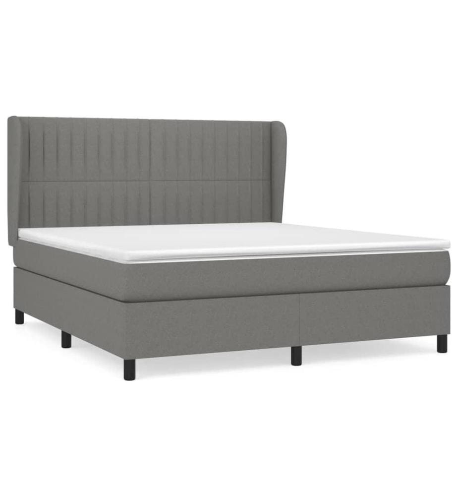 Boxspringbett mit Matratze Dunkelgrau 180x200 cm Stoff