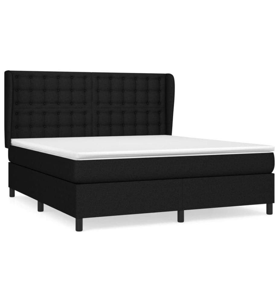 Lit à sommier tapissier avec matelas Noir 180x200 cm Tissu